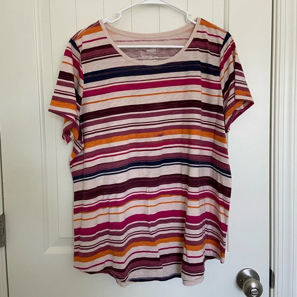 Sonoma women’s striped everyday tee shirt — XXL